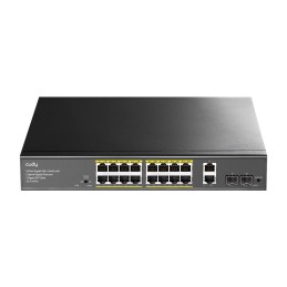 16-Port Gigabit PoE+ Switch with 2 Uplink Gigabit Ports and 2 Gigabit SFP Slots 200W