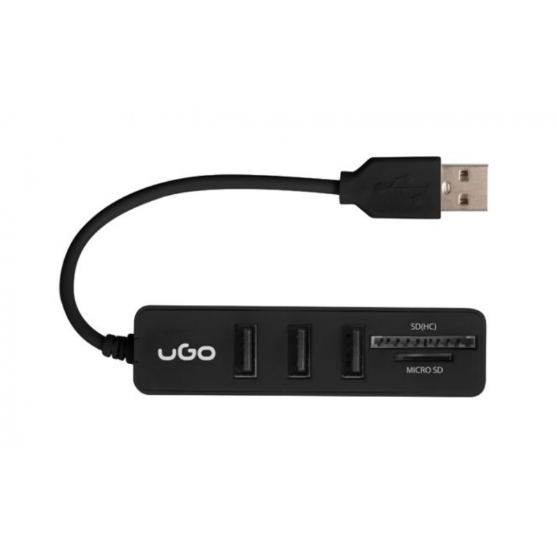 Hub USB 2.0 UGO MAIPO 3 puertos + lector de tarjetas SD/MICRO SD