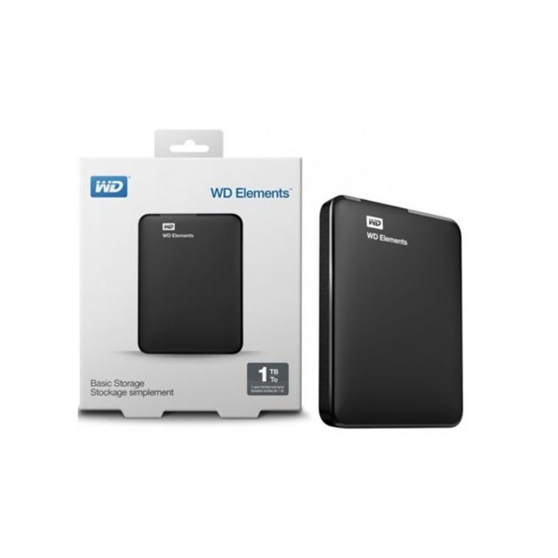 Disco duro externo WD Elements Basics WDBUZG0010BBK-WESN 1TB 2.5" USB 3.0 negro