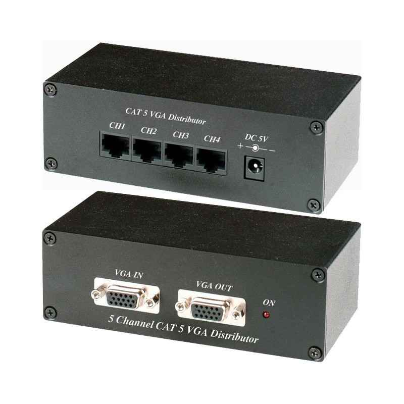 AMPLIFICADOR DE DISTRIBUCION 1 ENT-5 SAL VGA CAT5 REMOTAS