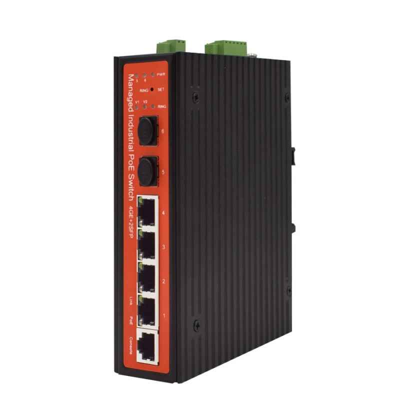 4GE+2SFP Fiber Uplink Managed Industrial PoE Switch with 4Port PoE